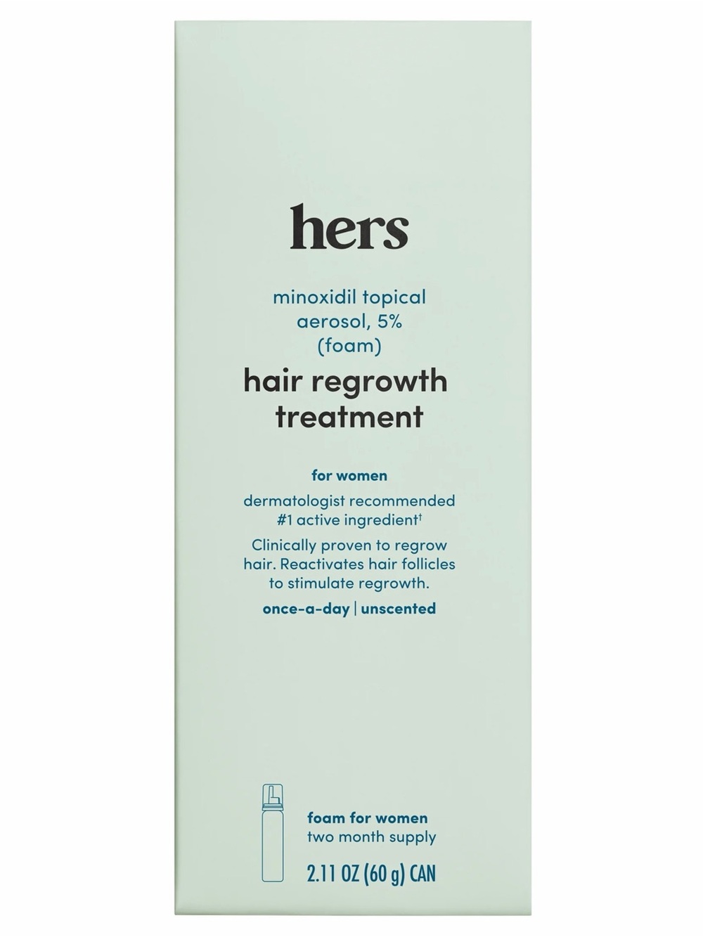 HERS Minoxidil 5% Foam Hair Regrowth Treatment for Women ~ 2 Month Supply ~ NIB